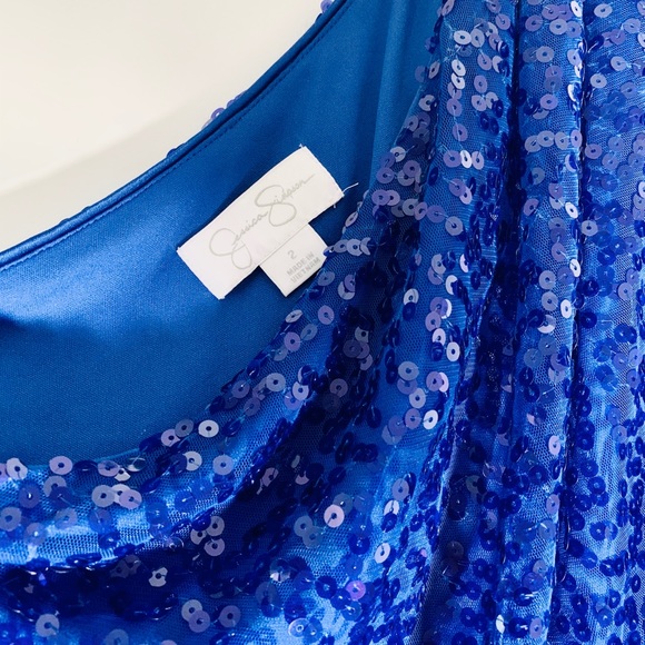 BLUE SEQUINED JESSICA SIMPSON DRESS - Picture 6 of 9